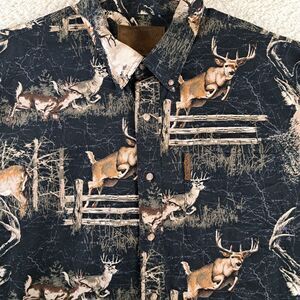 North River Button Down Shirt Mens Size XXL Deer Woodland Long Sleeve